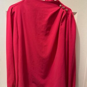 SHEIN Red Button-Detail Blouse